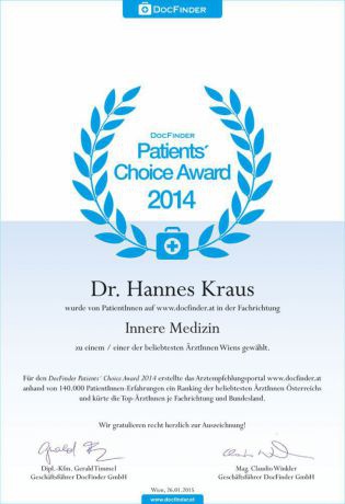 Patients' Choice Award 2014 - Dr. univ. med. Hannes Kraus