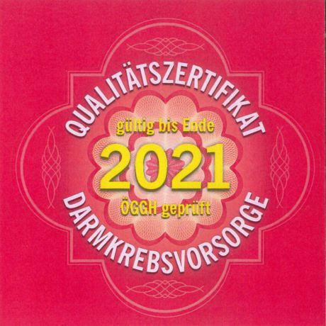 Qualitätszertifikat Darmkrebsvorsorge 2020/21