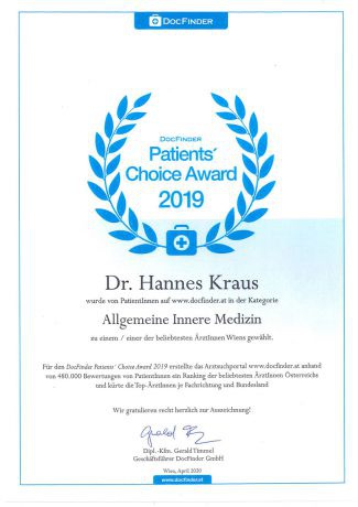 Patients' Choice Award 2019 - Dr. univ. med. Hannes Kraus