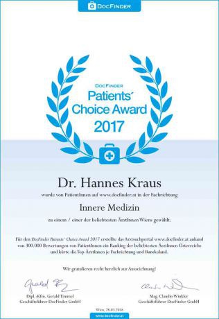 Patients' Choice Award 2017 - Dr. univ. med. Hannes Kraus